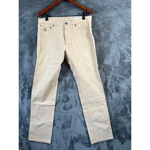 Brunello Cucinelli Jeans Mens 48 (34x32) Beige Straight Denim Button Fly Italy